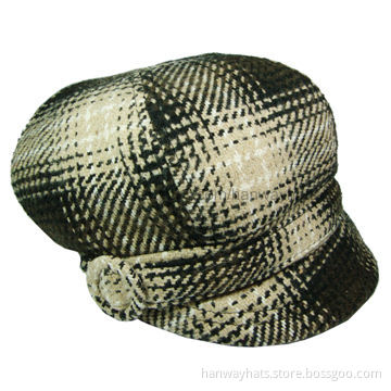Infant Boy's Newsboy Cap with Self Band and Plastic Round Buckle Trim